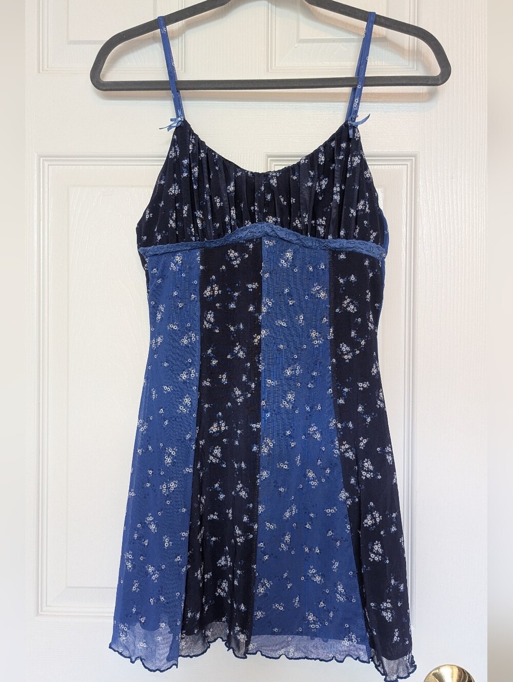 Urban Outfitters Blue Floral Patchwork Slip Dress